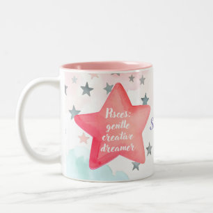 Cute Personalized Pisces Zodiac Sign Mug for Girl