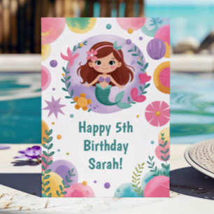 Cute Personalized Purple Mermaid Birthday Card
