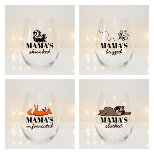Cute Personalized Sloth Fox Bee And Fox Cool Funny Stemless Wine Glass
