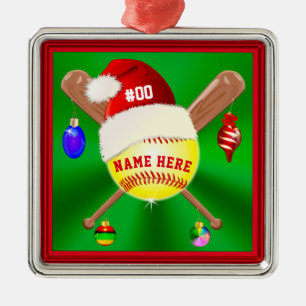 Cute Personalized Softball Christmas Ornaments