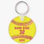Cute Personalized Softball Keychains 3 Text Boxes
