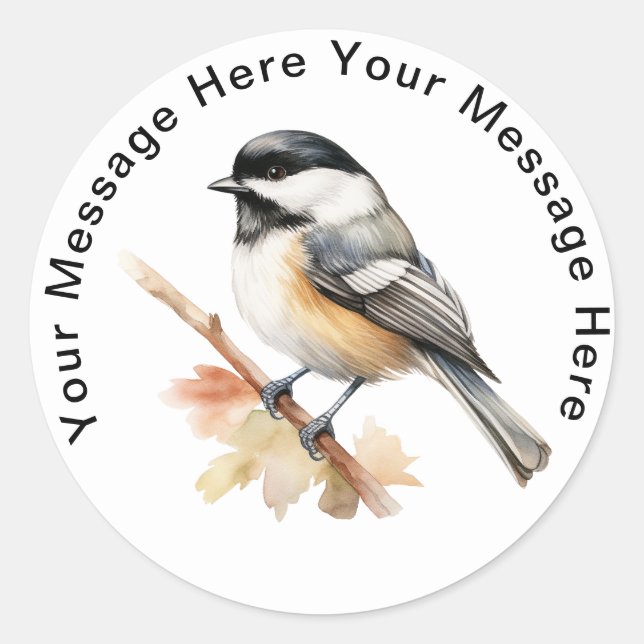 Cute Personalized Stickers Black Capped Chickadee (Front)