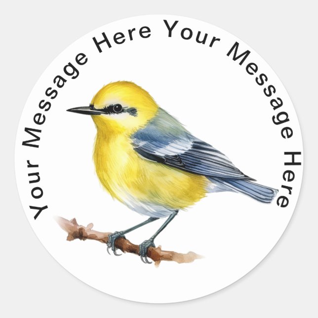 Cute Personalized Stickers Blue Winged Warbler (Front)