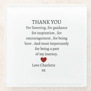 cute personalized thank you love  glass coaster