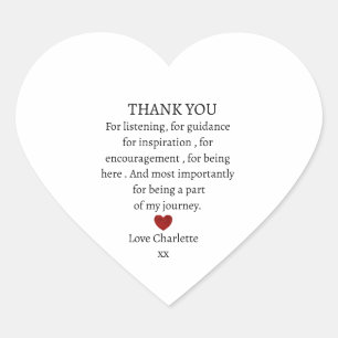 cute personalized thank you love heart sticker