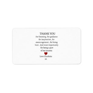 cute personalized thank you love label