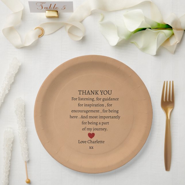 cute personalized thank you love  paper plate (Wedding)