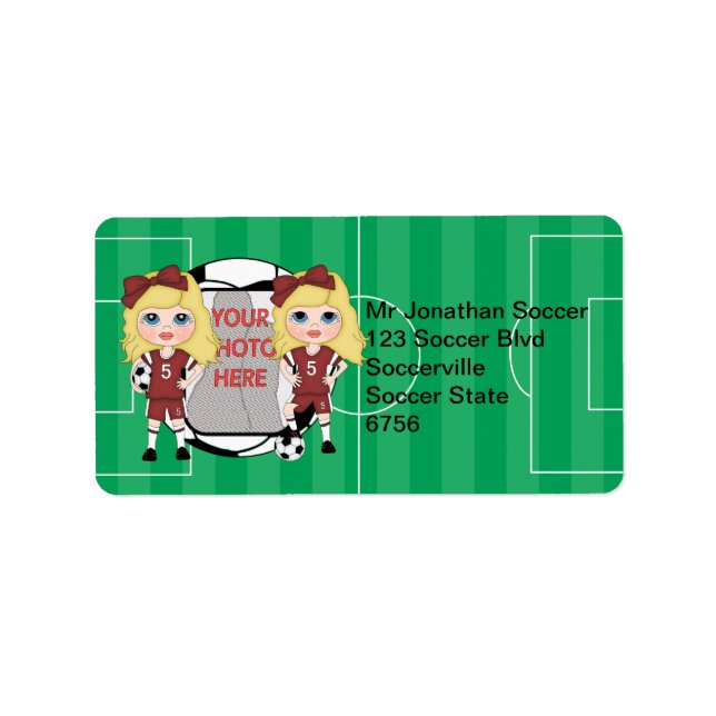 Cute personalizedphoto soccer girl  Address labels (Front)