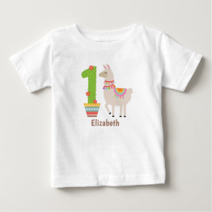 cute personlized llama first Birthday Tshirt