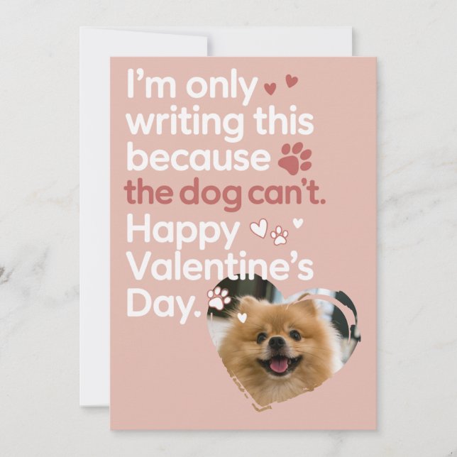 Cute Pet and Hearts Funny Retro Valentines Holiday Card (Front)
