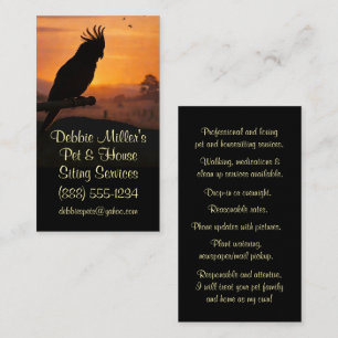 Cute Pet and Housesitting Bird Sunset Business Card