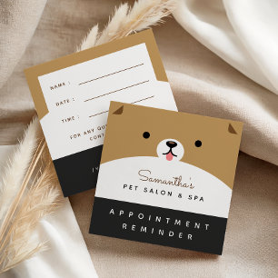 Cute Pet Appointment Reminder Salon & Spa Modern Square Business Card