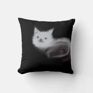 Cute Pet Art Mystic White Kitten Throw Pillow