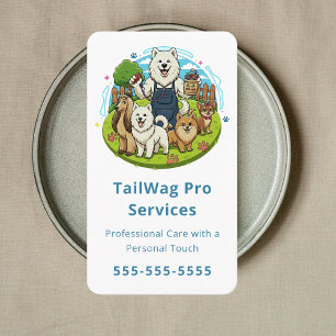 Cute Pet Care Service Happy Dog Walker Trainer Business Card