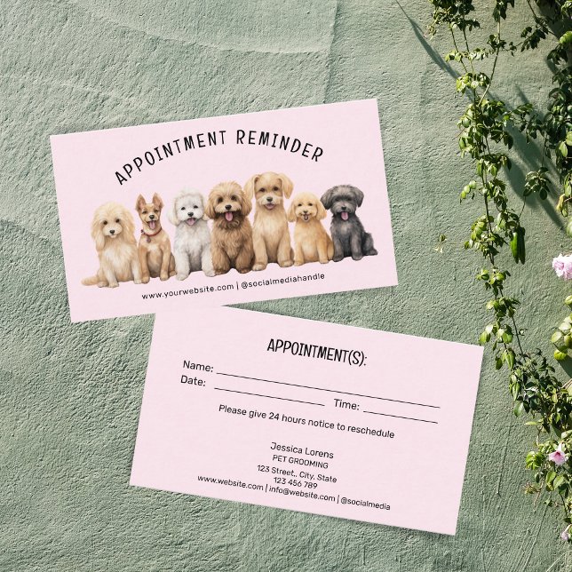 Cute Pet Care Services Next Appointment Groomer Business Card (Creator Uploaded)