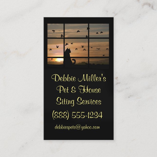 Cute Pet Cat and House Sitting Business Cards (Front)