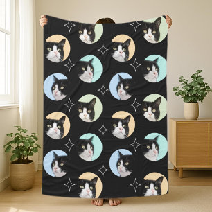Cute Pet Cat Dog Custom 4 Photo Collage  Fleece Blanket