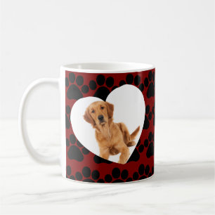 Cute Pet Cat Photo Heart glitter & Paws Pattern  Coffee Mug