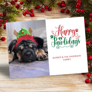Cute Pet Christmas Happy Pawlidays Photo Holiday Card
