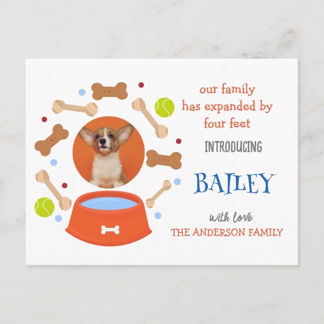 Cute Pet Dog Adoption Photo Announcement Postcard (Front)