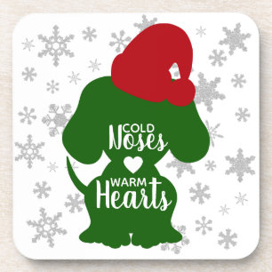 Cute Pet Dog Christmas Santa Hats Lights Red Green Coaster