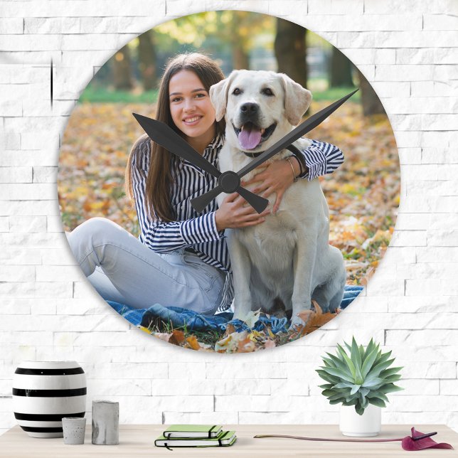 Cute Pet Dog Lover Photo Round Clock (Creator Uploaded)