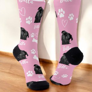 Cute Pet Dog Lover Pink Photo Socks