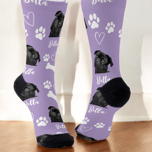 Cute Pet Dog Lover Purple Photo Socks
