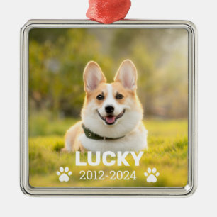 Cute Pet Dog Memorial Personalised Photo Keepsake Metal Ornament