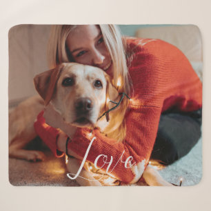 Cute Pet Dog Photo Custom Script Keepsake Sherpa Blanket