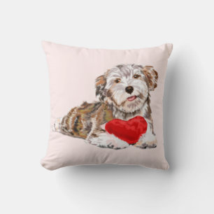 Cute Pet Dog with Heart Gift Throw Pillow