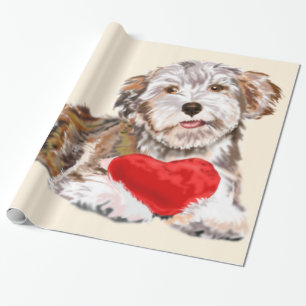 Cute Pet Dog with Heart Gift Wrapping Paper