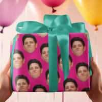Cute Pet Face Photo Hot Pink Gift Wrapping Paper