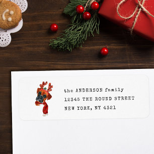 Cute Pet Funny Boxer Christmas Dog Return Address Label