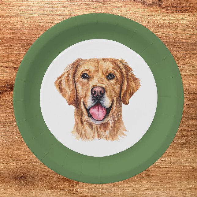 Cute Pet Golden Retriever Christmas Plate (Creator Uploaded)
