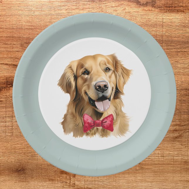 Cute Pet Golden Retriever Christmas Plate (Creator Uploaded)