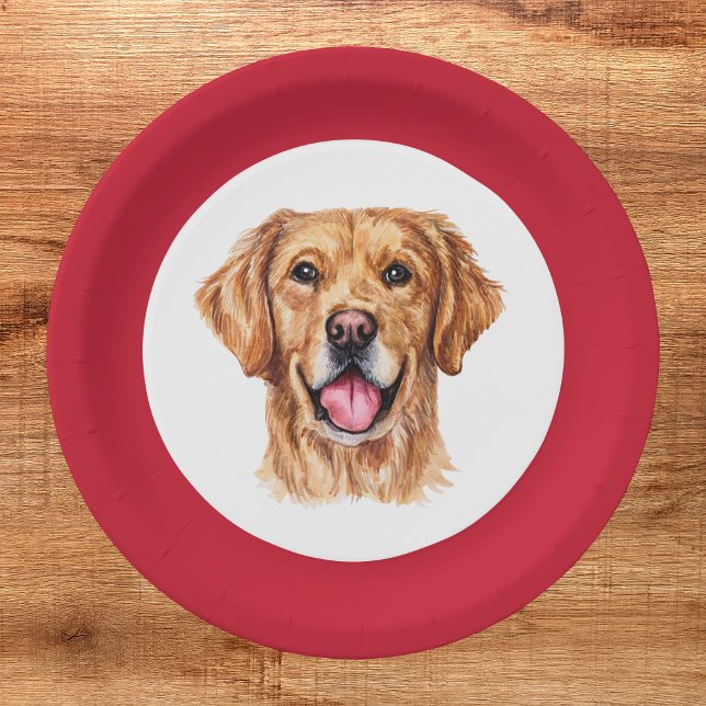 Cute Pet Golden Retriever Christmas Plate (Creator Uploaded)