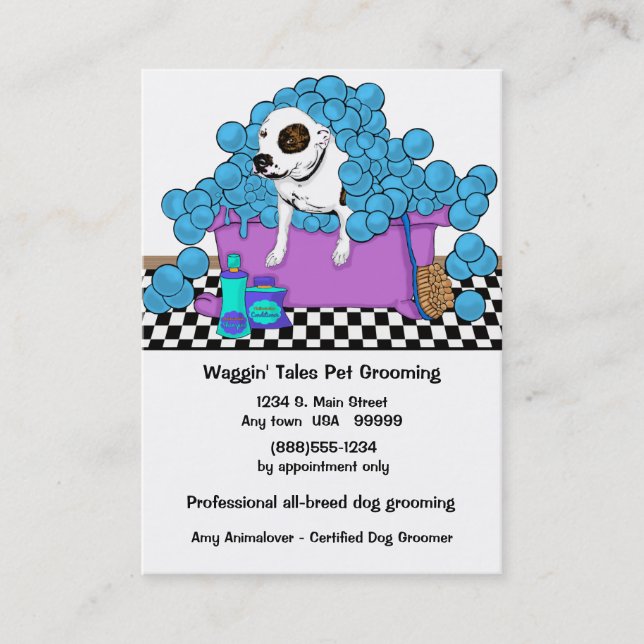 Cute Pet Grooming Business And Appointment Card (Front)