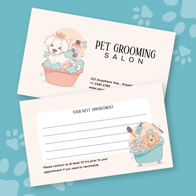 Cute Pet Grooming Salon Appointment Reminder Card (Creator Uploaded)
