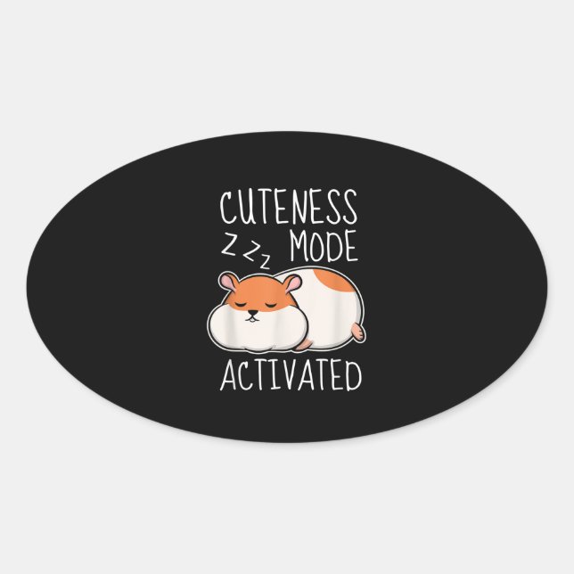 Cute Pet Hamster Kid Sleeping Oval Sticker (Front)