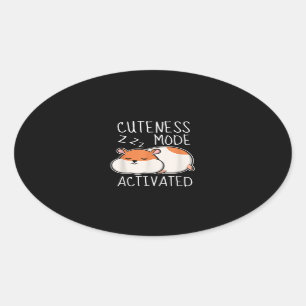 Cute Pet Hamster Kid Sleeping Oval Sticker