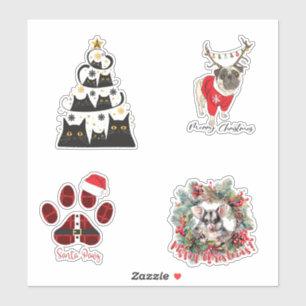 Cute Pet Holiday Stickers Custom-Cut Vinyl Sticker