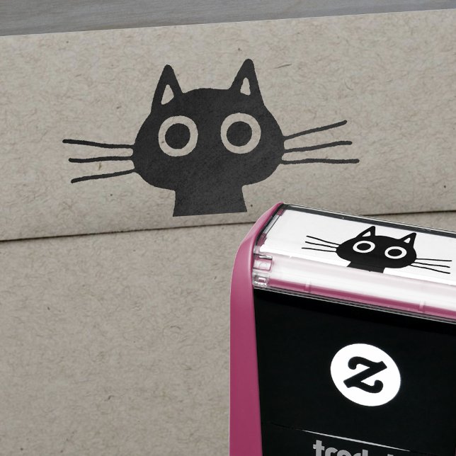 Cute Pet Kitty Cat with Long Whiskers Whimsical Self-inking Stamp (Creator Uploaded)
