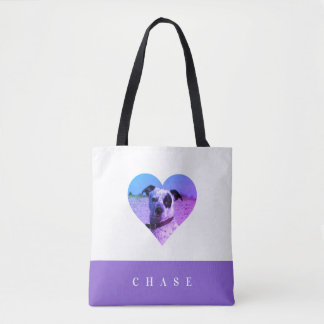 Cute Pet Lover Heart Add Your Photo Name Tote Bag