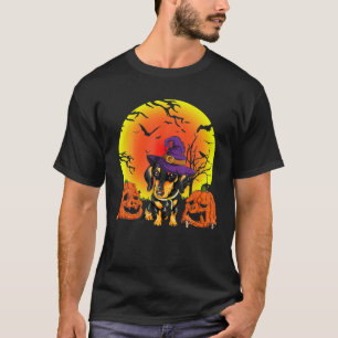 Cute Pet Lovers Dachshund Dog Witch Hat Halloween T-Shirt