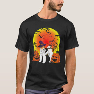 Cute Pet Lovers Fox Terrier Dog Witch Hat Hallowee T-Shirt