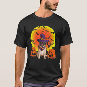 Cute Pet Lovers Pug Dog Witch Hat Funny Halloween T-Shirt
