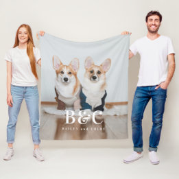 Cute Pet Monogram Name Fleece Photo Blanket