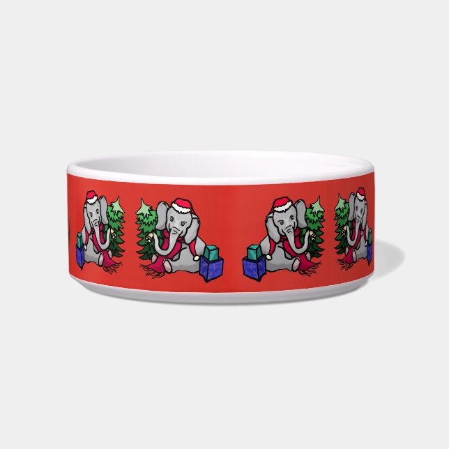 Cute Pet Name Christmas Elephants Bowl (Right)
