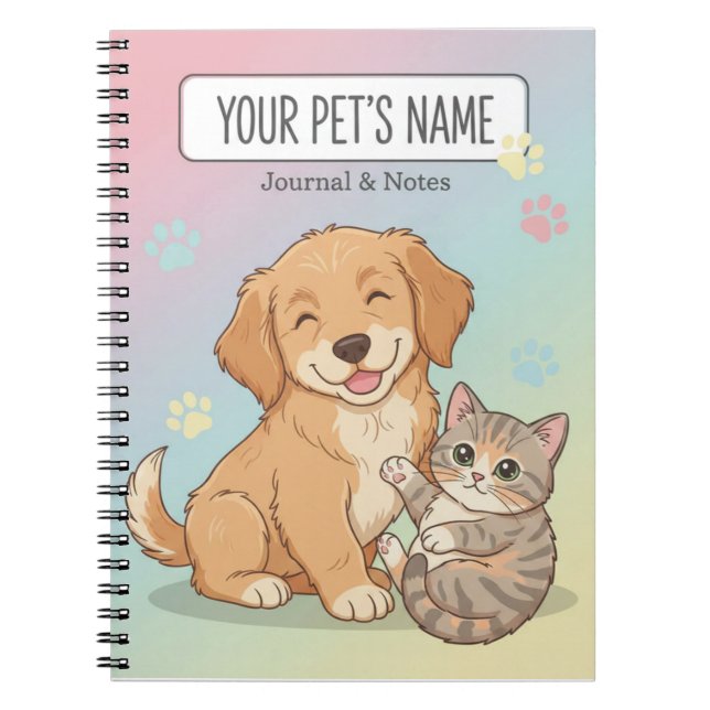 Cute Pet Notebook – Customizable Dog & Cat Journal (Front)